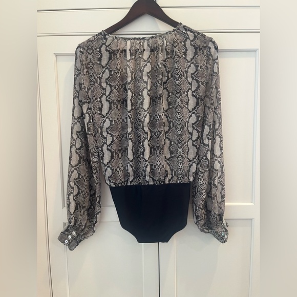 Zara women sheer bodysuit snake print size S grey black - Picture 5 of 7